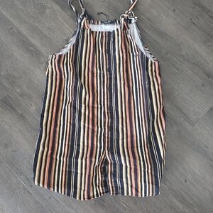 Striped Sleeveless Button-Up Overall Dress